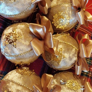 Lot de 6 boules de Noël en velours en filigrane, conçues et fabriquées à la main 8 cm de diamètre chacune image 7