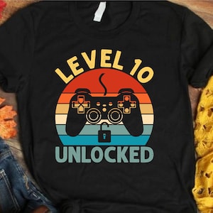 Level 10 entsperrt svg, mein 10.Geburtstag svg, 10 Jahre alter Gamer Shirt svg, Videospiel für Kinder, lustige Kinder Gamer svg digitale Datei für Cricut