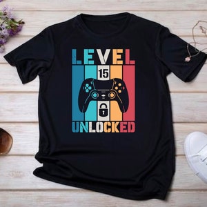 Level 15 Unlocked Birthday SVG, 15th Birthday Boy Gamer Svg, 15 years Old Gamer Shirt Svg, Video Game Controller Digital File For Cricut svg