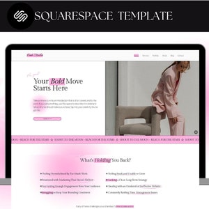 Pink Squarespace Template for Marketing Agency | Modern Website for Social Media Managers, Virtual Assistants, and Web Design Agencies