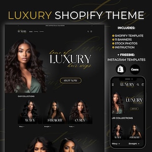 Premium Shopify Theme für Haarverlängerungen und Perücken Shop | Responsive Design, Canva bearbeitbare Vorlagen, inklusive Installationsanleitung