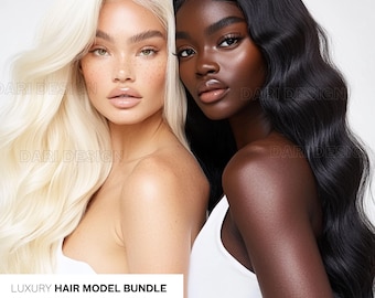 Luxury Hair Model Bundle | 80 Photos & 10 Videos for Wig Shops, Hair Extensions, and Beauty Brands | Professional Product Images
