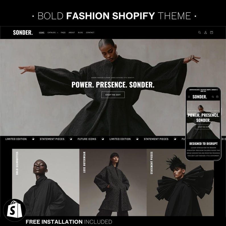 Sonder Shopify Theme | Fashion Shopify Theme | Shopify Clothing Template | Website Design Template | Morern Shopify Boutique
