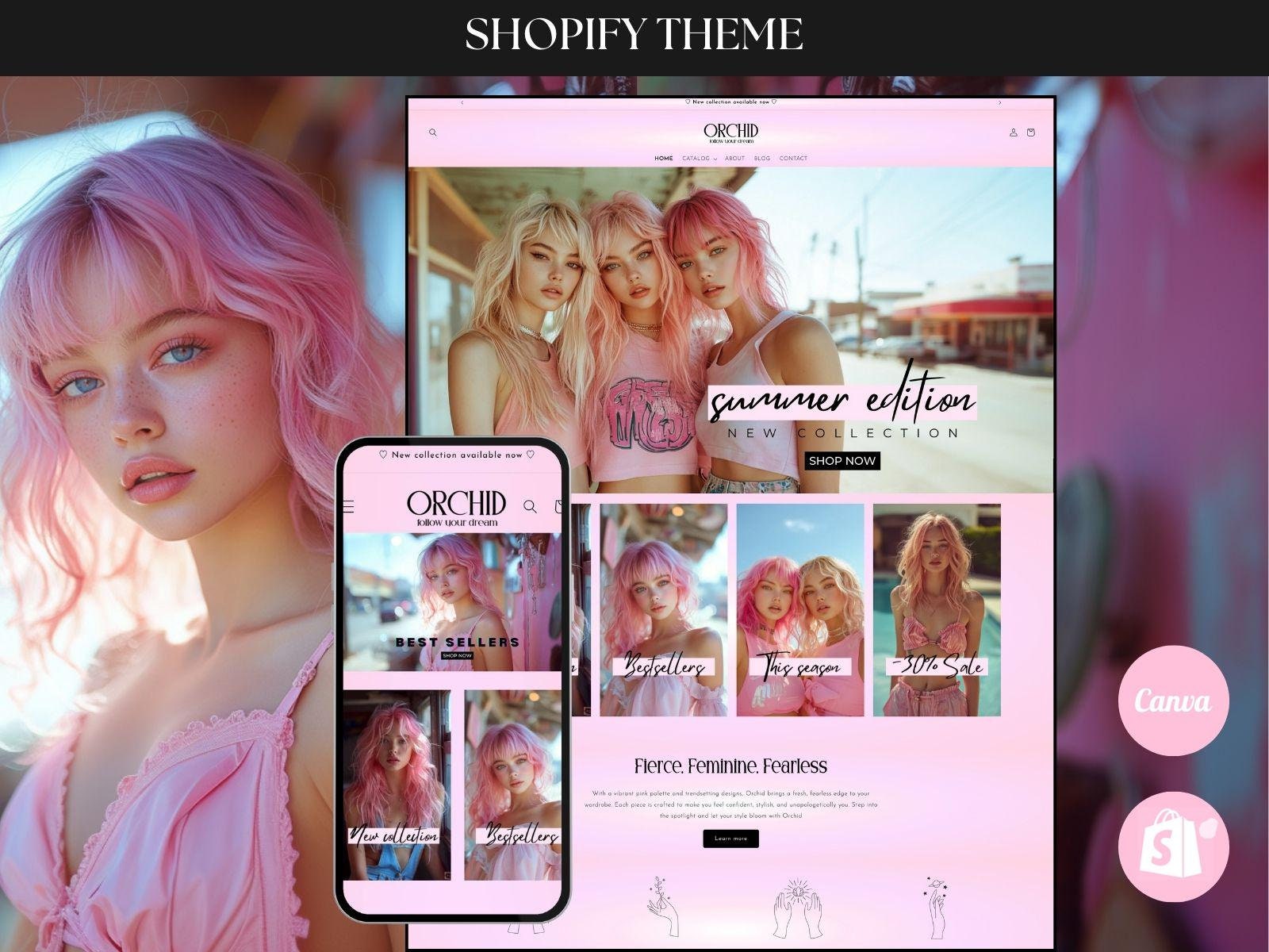 Feminine Shopify Theme: Pink Gradient Fashion Website Design