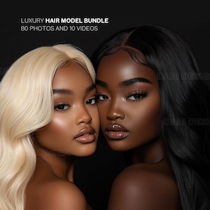 Hair Stock Photo and Video Bundle | Beauty, Hair Model Stock Photos | Melanin Photo and Video | Hair Extensions Wig Website Images