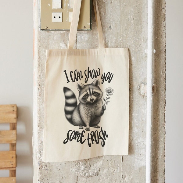 Raccoon Tote: Floral Charm - I can show you some trash, cute racoon tote bag, best gift
