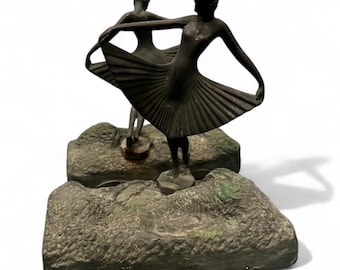 rare vintage ballerina bookends - metal deco style - unique
