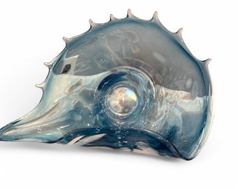 abstract vintage hand blown glass bowl