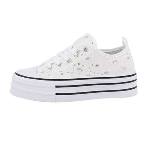 Platform sneakers | Low-basket canvas sneakers | White