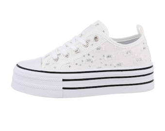 Platform sneakers | Low-basket canvas sneakers | White