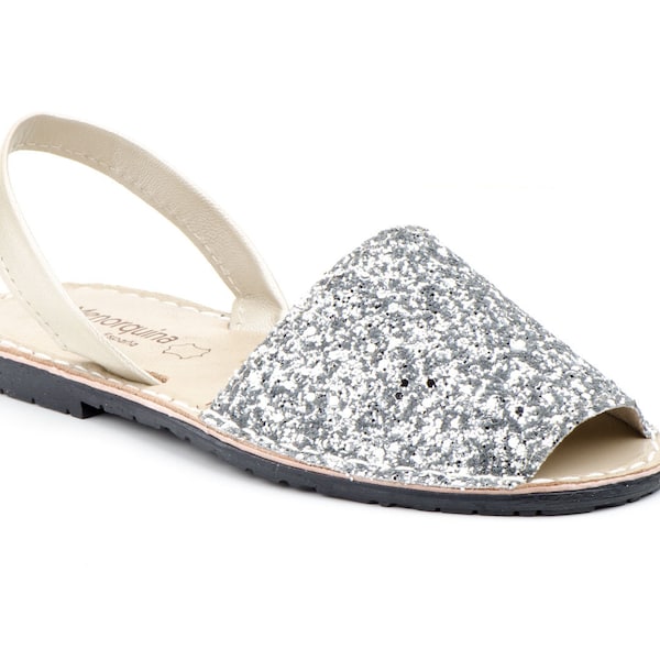 Sandale Avarca Menorquina - Riemchen-Sandale | Glitter-Plata