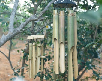 Bamboo Harmony Wind Chimes. Memorial Wind Chimes. Handmade Gifts For Mom.