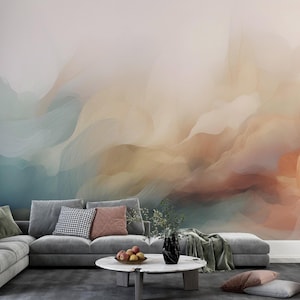 MODERN Light Watercolor Wallpaper | Abstract Ombre Mural Peel and Stick | Abstract Pastel Removable Wall Art | Temporary Decal 505
