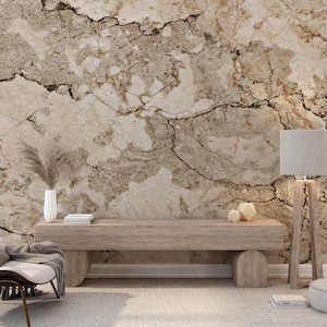 TRAVERTINO Marble Wallpaper | Modern Brown Marble Mural | Abstract Luxury Stone Texture | Ceramic Wall | Preppy Removable Wall Print 623