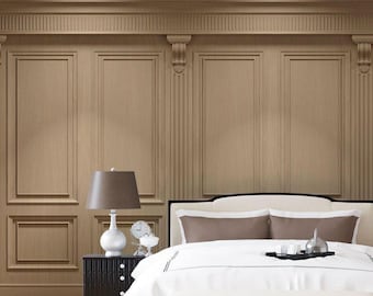 SUPERB Beech Wood Panels Wallpaper | Antique Wood Mural Art | Classic and Vintage Wall Decal | Wainscot | Boiserie 340