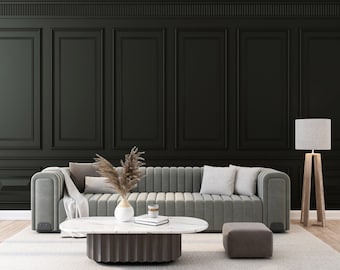 Antique Black Wood Panels Wallpaper | Classic Mural Art | Vintage Wall Decal | Wainscot | Luxury Boiserie | Peel & Stick 308