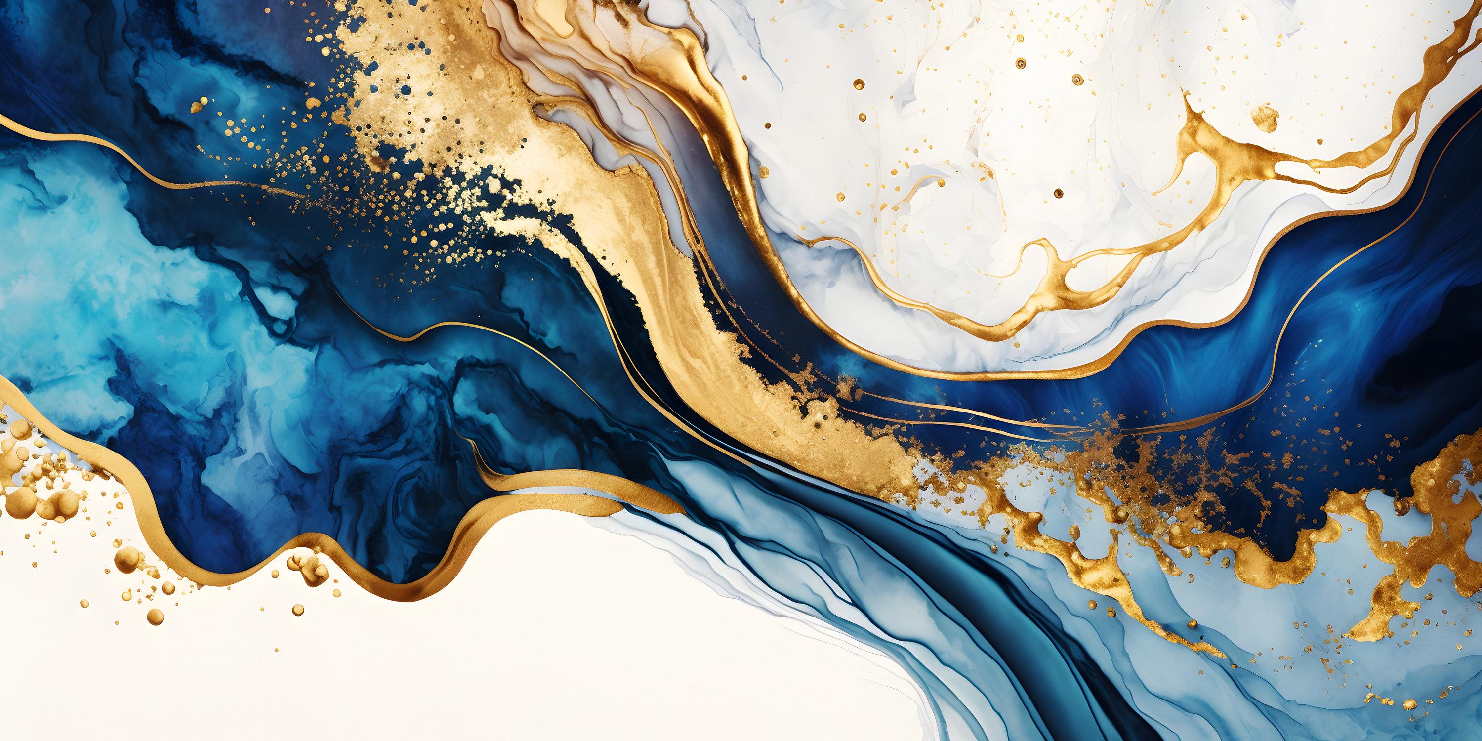 Elegant Blue Gold Marble Wallpaper, Chic Wall Decor, Perfect for Room ...