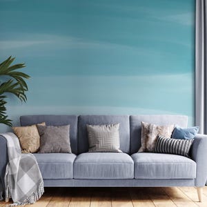 SKY Blue Watercolor Wallpaper | Ombre Texture Peel and Stick | Abstract Pastel Removable Wall Art | Temporary Decal 500