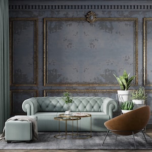 Modern Black and Gold Wood Panels Wallpaper | Luxury Wood