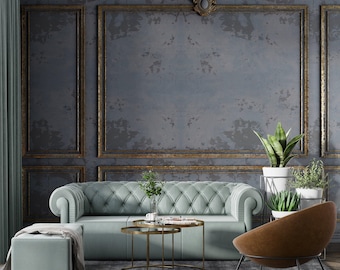 Antique Wood Panels Wallpaper | Classic Wood Mural | Gray and Gold Art | Vintage Wall Decal | Wainscot | Luxury Boiserie | Peel & Stick 195