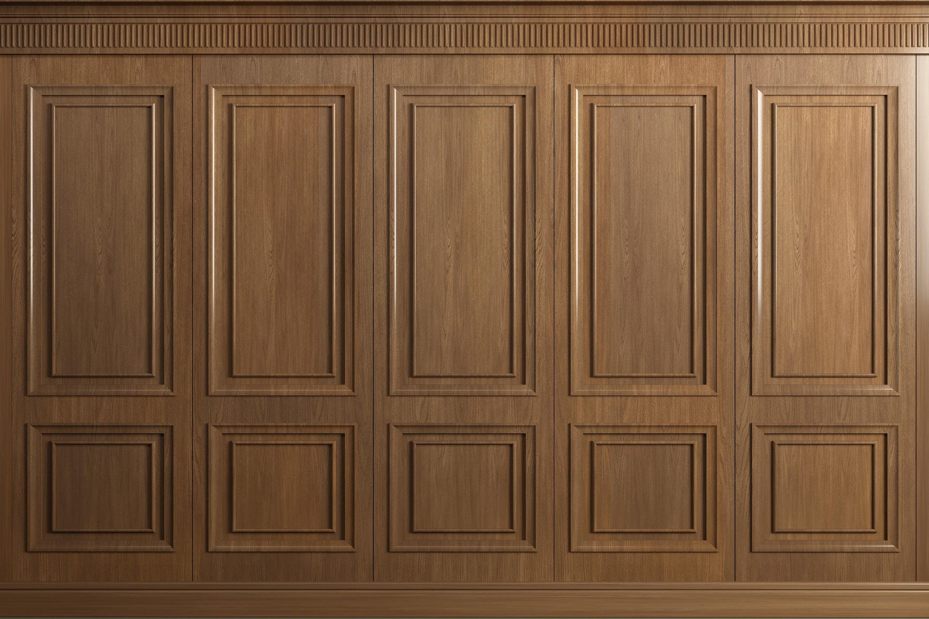 Brown Oak Wood Panels Wallpaper | Vintage Wood Mural | Antique Wainscot