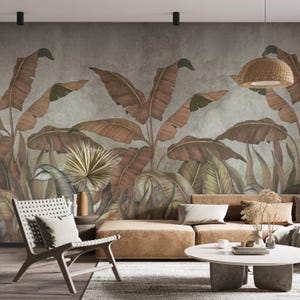 CONCRETE Tropical Palm Leaves | Nature Wallpaper | Botanical Wall Mural 78