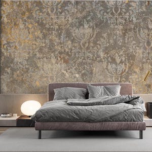 Abstrakte Gold venezianische Tapete | Moderne Imitat Textur | Dekorative Farbe schälen und aufkleben | Boho Abnehmbare Wandkunst Stuckputz 555