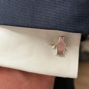 Gemelos de pingüino hechos a mano: accesorios para hombre en plata de ley 925