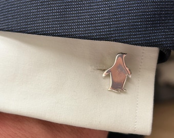 Gemelos de pingüino hechos a mano: accesorios para hombre en plata de ley 925