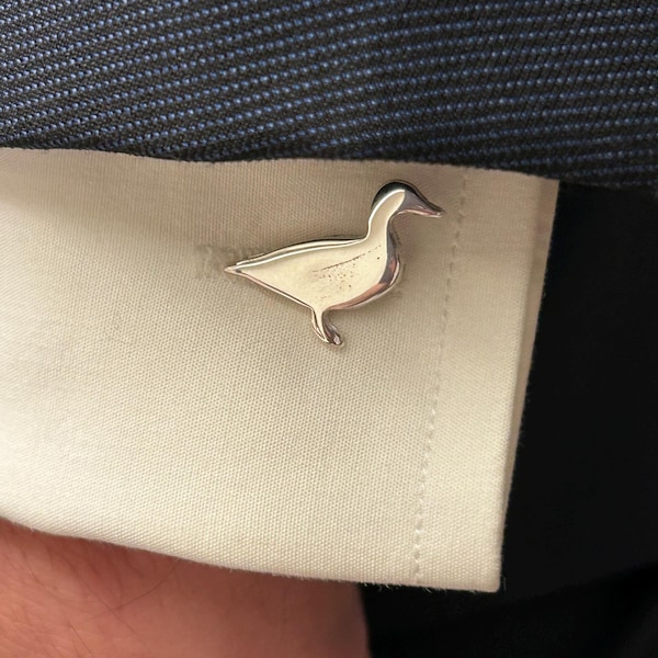 Handmade 925 Sterling Silver Duck Cufflinks: Men's Accessories
