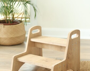 Montessori Step-Up Stool-Wooden Stairs-High Quality Oak Step