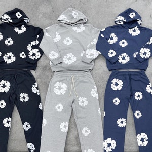 Denim Tears The Cotton Wreath Tracksuit - Unisex Fullset Hoodie Sweats - Sweatpants