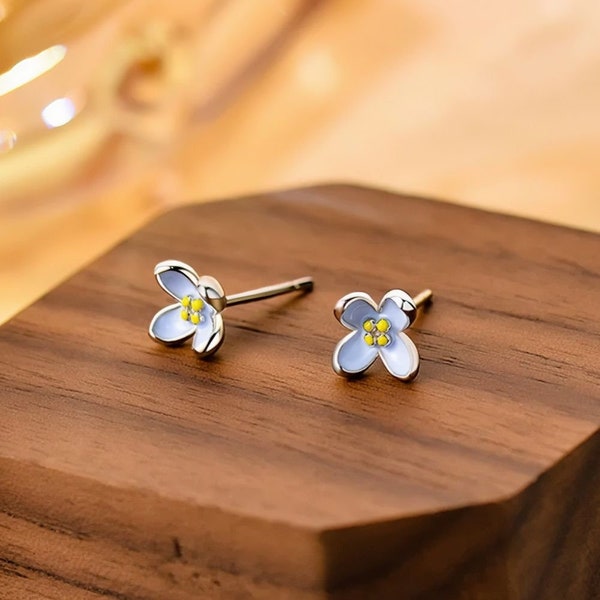 Lilac Earrings, Lilac Studs, Minimal Earrings, Tiny Stud Earrings,Dainty Earrings, Fine Jewelry, Gift For Her, Girlfriend Gift,Cute Earrings