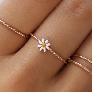 Daisy Ring, Waterproof Ring, Cute Ring, Fine Stainless Steel Jewelry, Gift For Her, Gold Daisy Ring, Summer Ring