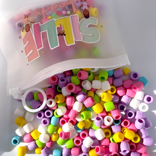 100 Silicone Hair Beads. SOFTER, LIGHTER, NON-toxic, less noisy hair beads for kids, beads, hair accessories.