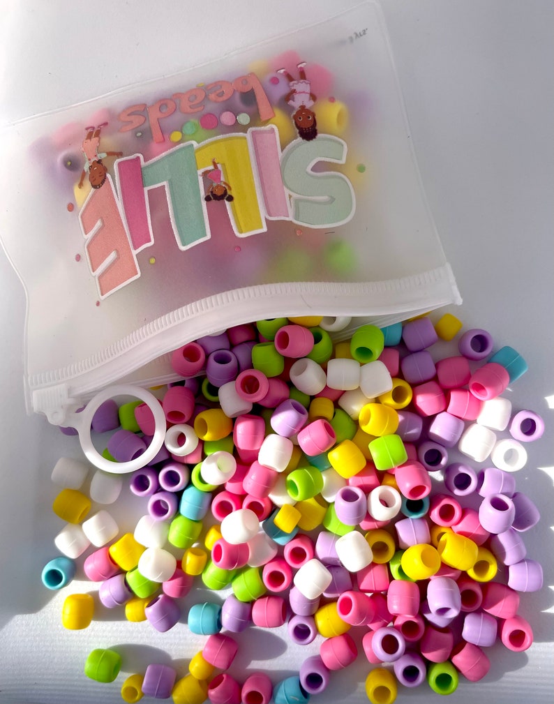 100 Silicone Hair Beads. SOFTER, LIGHTER, NON-toxic, less noisy hair beads for kids, beads, hair accessories. image 1