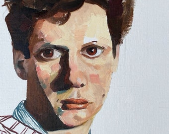 Dylan Thomas Pintura al óleo original sobre papel A3 retrato pintado a mano sin marco