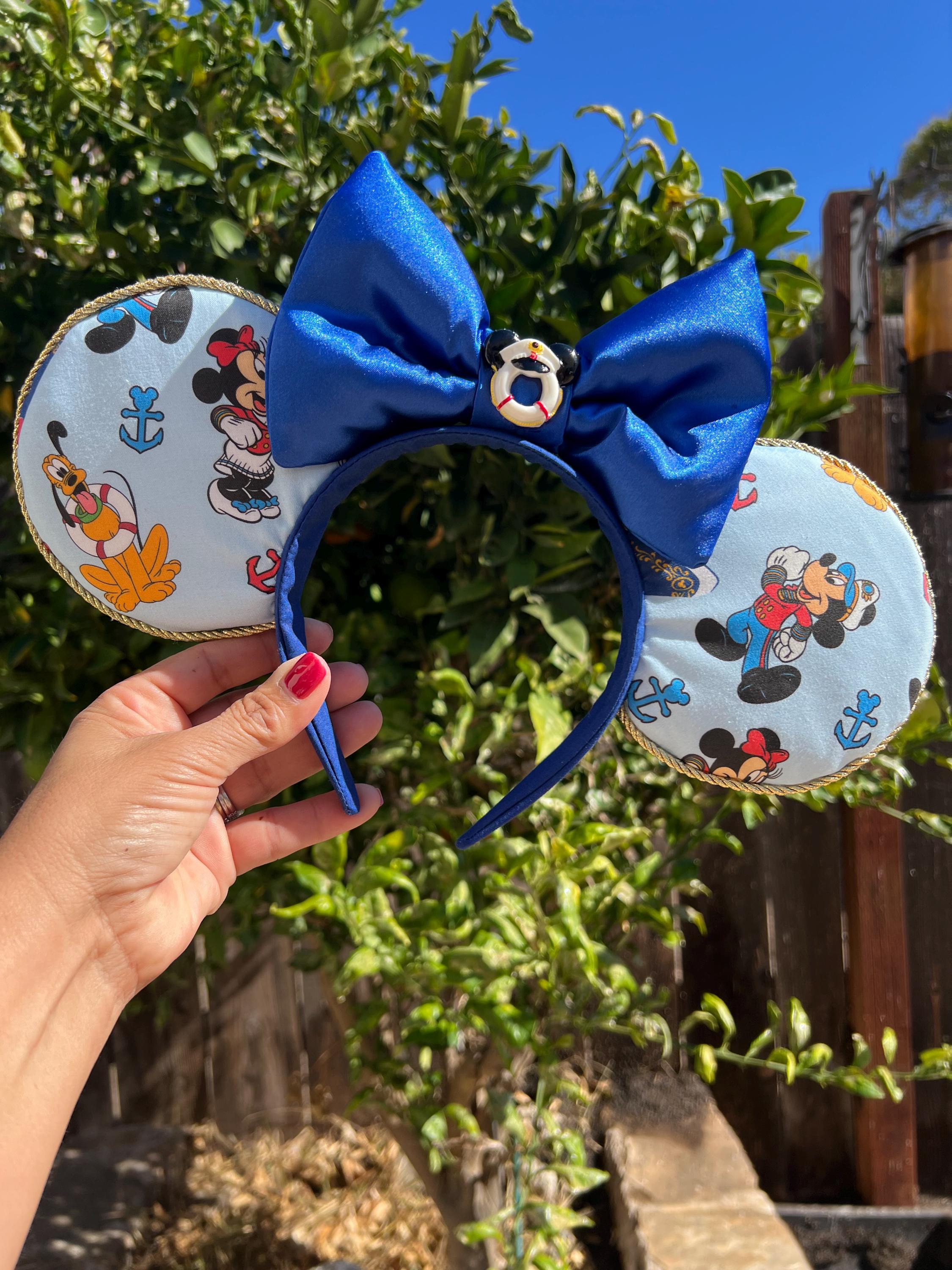 Disney Cruise Line Blue Sequin Anchor Minnie Mickey Ears Headband Sparkly Disney Cruise Line Minnie Mouse Red Sequin Anchor Blue  main image 3