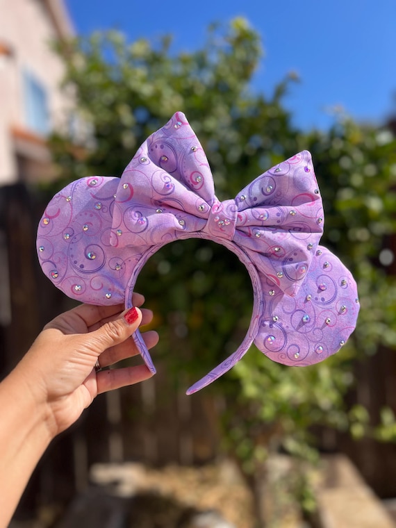 Disney Pink Minnie Ear Headband with Gold Bows and Purple Accents Authentic 2024 Disney Parks Tangled Rapunzel pascal Minnie  main image 4