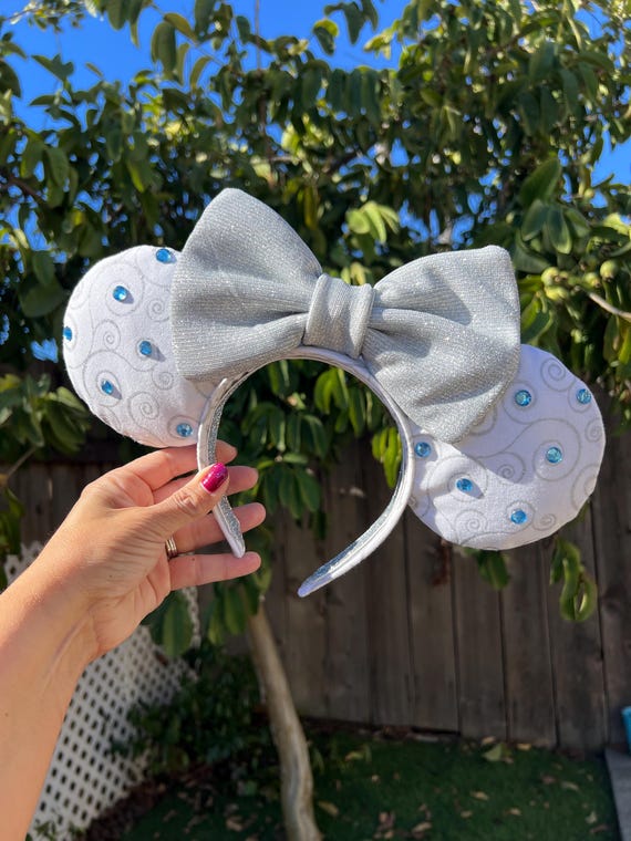 Bridal Minnie Ears Headband: Silver Sparkle, Gemstone  display picture 2
