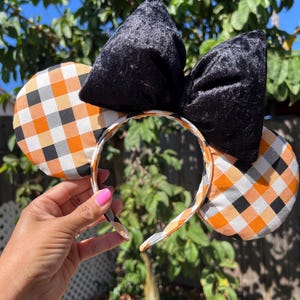 Plaid Gingham Pattern Mickey Mouse Ears Fall Halloween Ears Disney Theme Park Accessory Gingham Mickey And Minnie’s Not So Scary Party