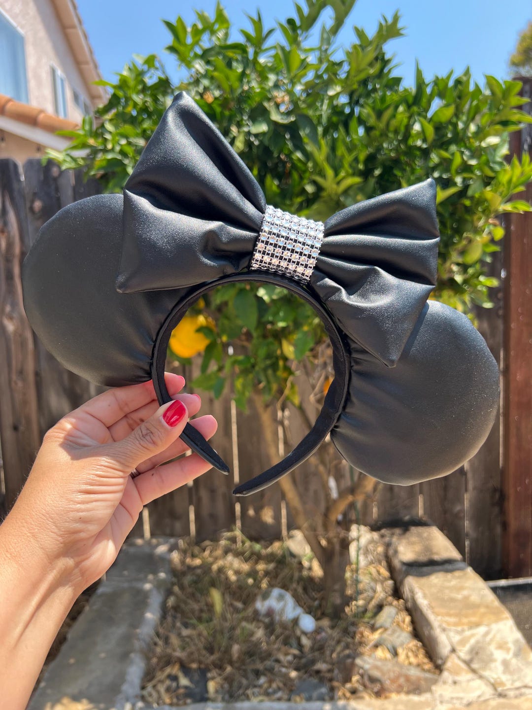 Black Bow Headband: Rhinestone Gothic Cosplay Accessory - Etsy display picture 2