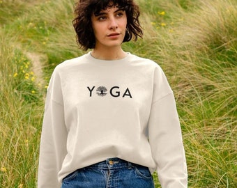 Yoga Tree Damen-Sweatshirt in Übergröße aus Bio-Baumwolle, umweltfreundlich, Kreislaufwirtschaft, erneuerbare Energie, ungiftige Farbstoffe, umweltfreundlich