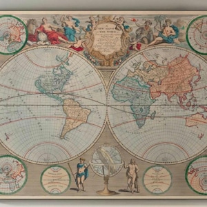 Antique World Map Print: 1720 Historical Art by John Serex (Digital Download)