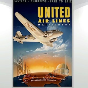 United Airlines Poster - Etsy