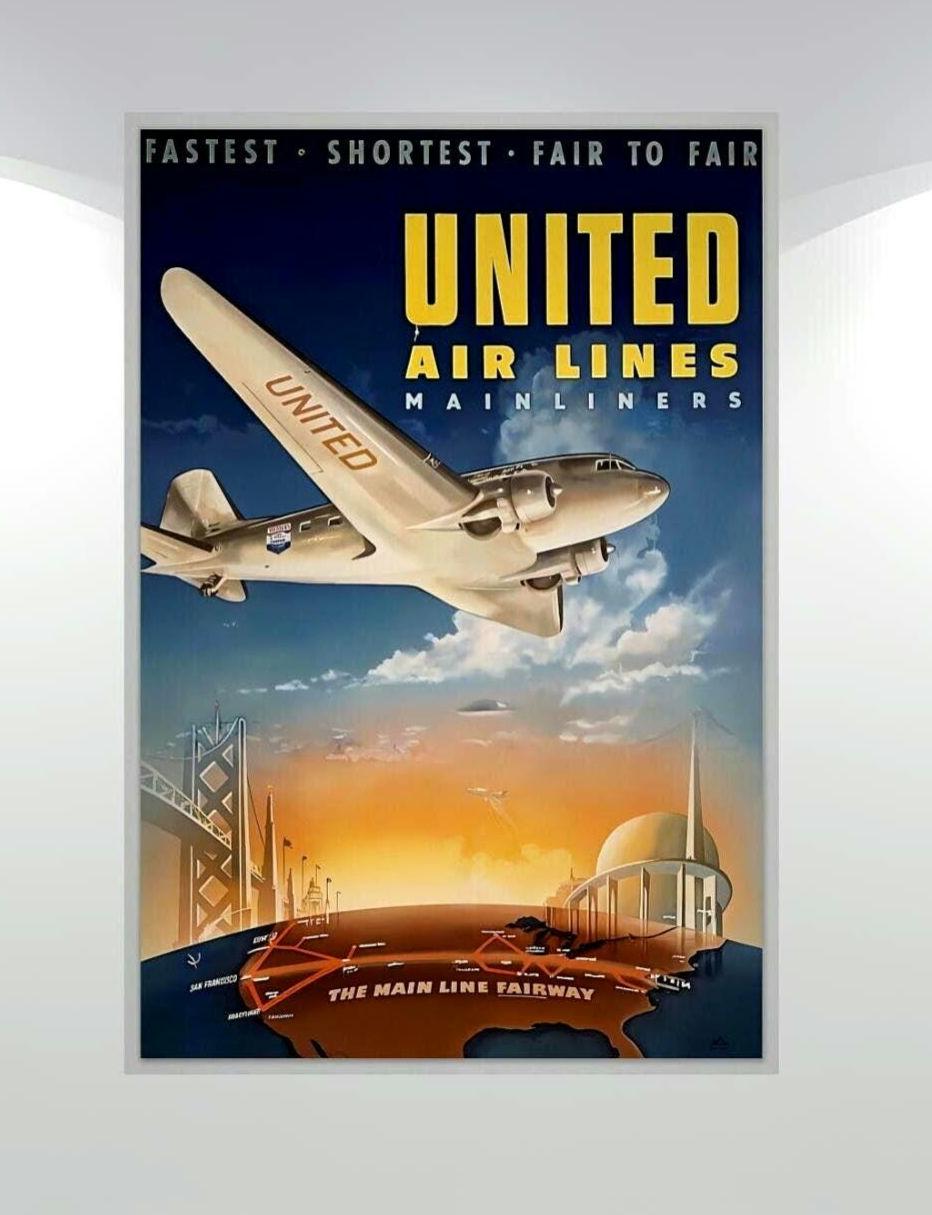 United Airlines Poster - Etsy