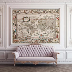 Art de la carte du monde - décoration murale carte du monde - carte du monde antique - art mural carte du monde - carte du monde vintage - art historique - impression d'art mural