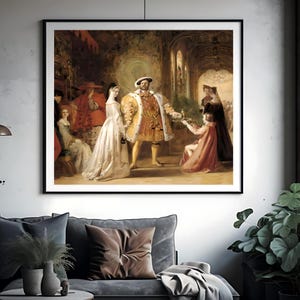 Arte murale classica di Boleyn - Opera d'arte di Anna Bolena del 1836 - Decorazione Tudor di Enrico VIII - Stampe d'arte famose - Belle arti europee antiche - Arte di re e regina