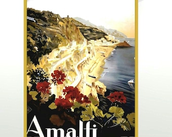 Italien Tavel Poster -Vintage Amalfiküste Kunst (Digitaler Download)