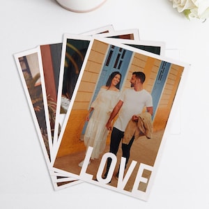 Personalized Love Photo Prints 5x7 Set of 12, Picture Prints  with Custom Message, Instax Photo Prints, Anniversary Photo Gift for Him Her